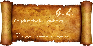 Geyduschek Lambert névjegykártya